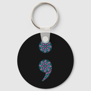 Porte-clés Semicolon Fleur Sensibilisation au suicide Santé m