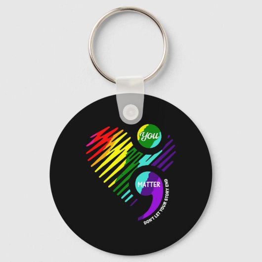 Porte-clés Semicolon Sensibilisation à la santé mentale (Recto)