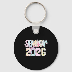 Porte-clés Senior 2026 lettres en patchwork floral pastel ave