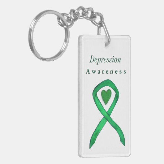 Porte-clés Sensibilisation à la dépression Ruban Coeur Porte (Devant gauche)