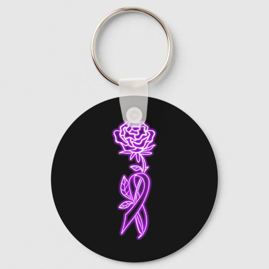 Porte-clés Sensibilisation à la fibromyalgie des fleurs roses (Recto)