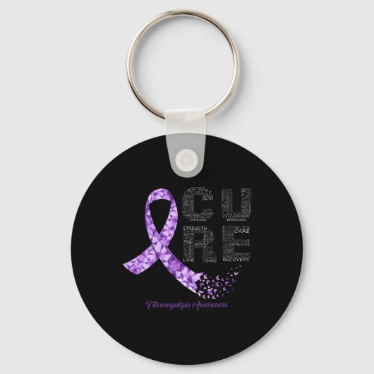 Porte-clés Sensibilisation à la fibromyalgie du ruban pourpre (Recto)