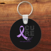Porte-clés Sensibilisation à la fibromyalgie du ruban pourpre (Recto)