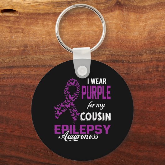 Porte-clés Sensibilisation À L'Épilepsie Je Porte Du Violet P (Recto)