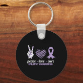 Porte-clés Sensibilisation à l'épilepsie Paix Amour Cure Ruba (Recto)