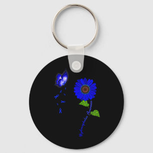 Porte-clés Sensibilisation à l'hydrocéphalie Tournesol bleu R