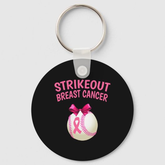 Porte-clés Sensibilisation au cancer du sein - Baseball rose (Recto)