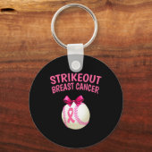 Porte-clés Sensibilisation au cancer du sein - Baseball rose (Verso)