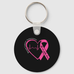 Porte-clés Sensibilisation au cancer du sein Coeur Pink Ribbo