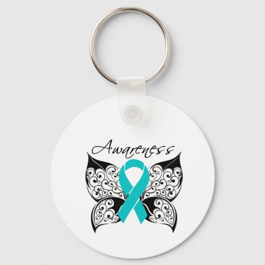 Porte-clés Sensibilisation aux papillons de tatouage - Cancer (Recto)
