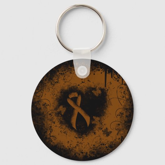 Porte-clés Sensibilisation Brown Ruban Grunge Coeur (Recto)