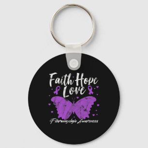 Porte-clés Sensibilisation Papillon pourpre Fibro Grunge guer