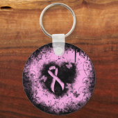 Porte-clés Sensibilisation rose Ruban Grunge Coeur (Recto)