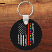 Porte-clés Sensibilisation sur l'autisme 4 juillet Mince lign (Verso)