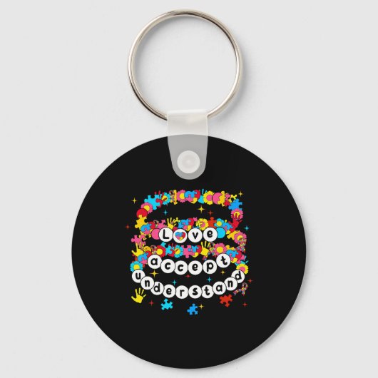 Porte-clés Sensibilisation sur l'autisme Accepter l'amour Com (Recto)