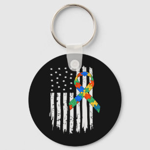 Porte-clés Sensibilisation sur l'autisme American Flag Puzzle