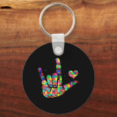 Porte-clés Sensibilisation sur l'autisme ASL Love Langue des (Recto)