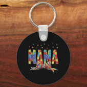 Porte-clés Sensibilisation sur l'autisme Autisme Mama Accepte (Recto)