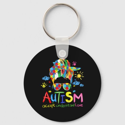 Porte-clés Sensibilisation sur l'autisme Brushstroke Accepter (Recto)