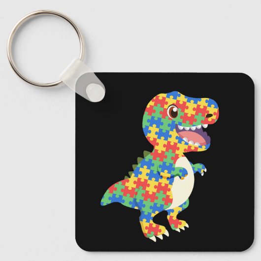 Porte-clés Sensibilisation sur l'autisme Dinosaures (Recto)
