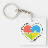 Porte-clés Sensibilisation sur l'autisme Fier maman Photo (Devant)