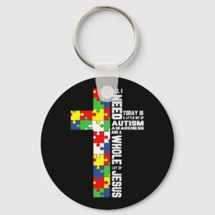 Porte-clés Sensibilisation sur l'autisme Jésus Croix Puzzle C