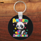 Porte-clés Sensibilisation sur l'autisme Panda Puzzle Pièces (Recto)