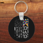 Porte-clés Sensibilisation sur l'autisme Papa Usa Drapeau Fêt (Recto)