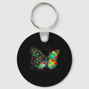 Porte-clés Sensibilisation sur l'autisme Papillon Peace Lover
