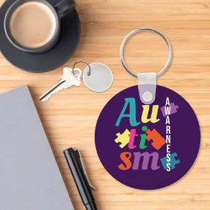 Porte-clés Sensibilisation sur l'autisme - Puzzle - Violet