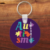 Porte-clés Sensibilisation sur l'autisme - Puzzle - Violet (Recto)