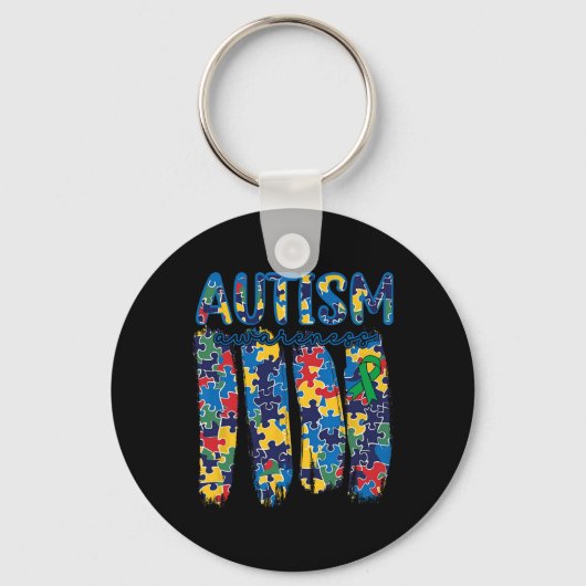Porte-clés Sensibilisation sur l'autisme Spectrum brosse Puzz (Recto)