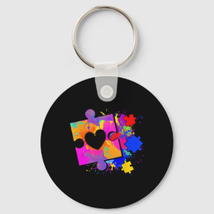 Porte-clés Sensibilisation sur l'autisme Tie Dye Puzzle Pièce