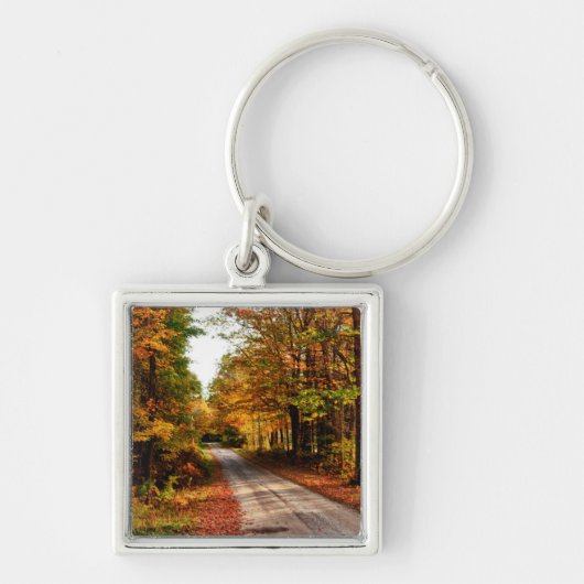 Porte-clés Sentier boisé avec feuillage d'automne (Devant)