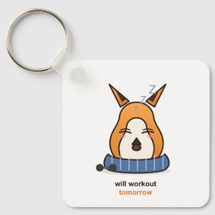 Porte-clés S'entraînera Demain Renard Drôle Humour de Gym