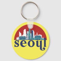 Séoul Corée Rétro Sun City Skyline Cityscape Art