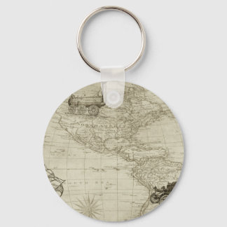 Porte-clés Sepia Old Antique Vintage États-Unis Carte Voyage