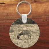 Porte-clés Sepia Tone Donkey à Field. (Recto)