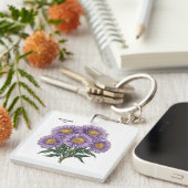 Porte-clés Septembre Aster Mois de naissance Floral personnal (Devant Droit)