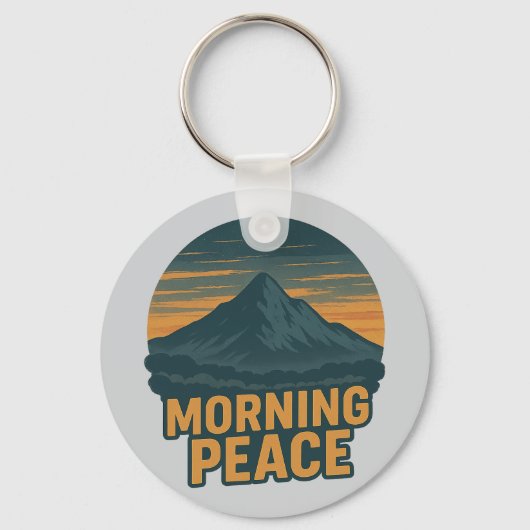 Porte-clés Serene Mountain Sunrise Retro Emblem (Recto)