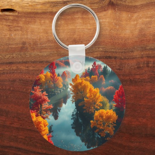 Porte-clés Serene River Shore Reflection Nature Art (Verso)