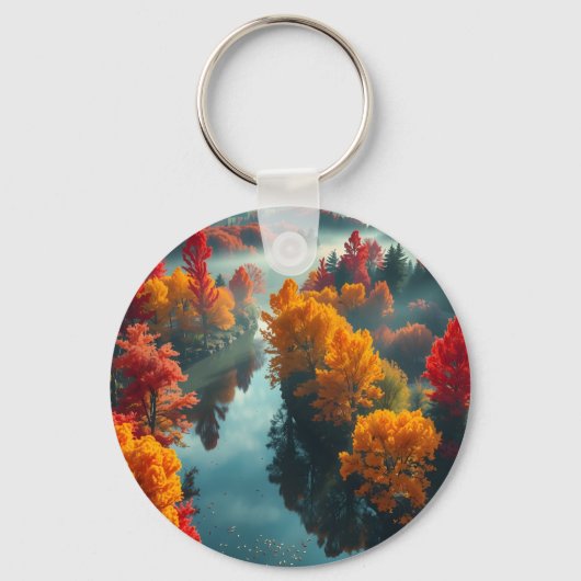 Porte-clés Serene River Shore Reflection Nature Art (Verso)