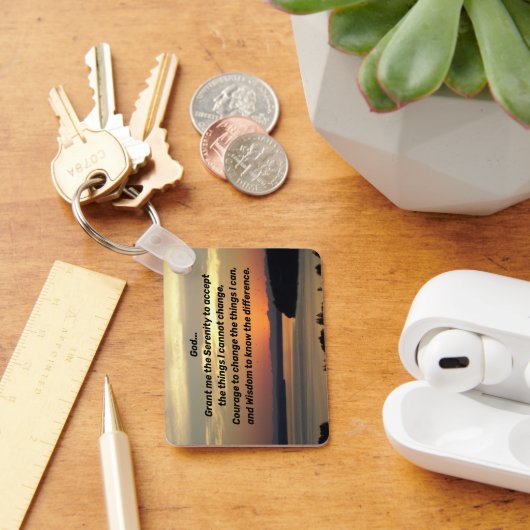Porte-clés Serenity Prayer Orange Seascape Sunset Photo (Bureau)
