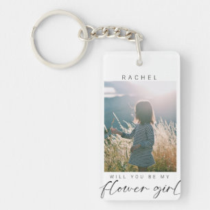 Porte-clés Serez-vous ma Flower Girl Photo Chic Minimalist