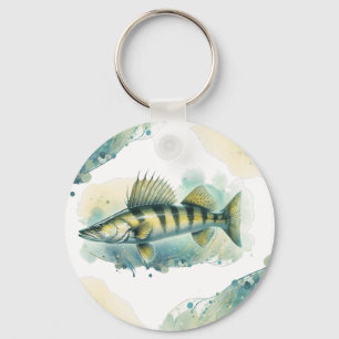 Porte-clés Série aquarelle : Zander/Walleye