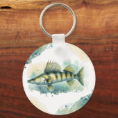 Porte-clés Série aquarelle : Zander/Walleye (Recto)