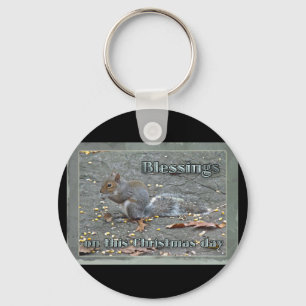 Porte-clés Série de Bénédictions de Noël d'écureuil gris