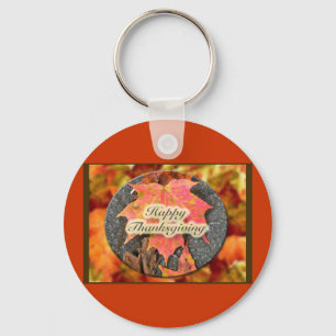 Porte-clés Série Feuille d'érable d'automne bon thanksgiving