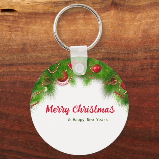 Porte-clés Serre de Noël et ampoules rouges, et présente (Recto)