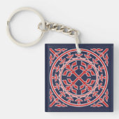 Porte-clés Serre romane médiévale Feuilles Rouge Blanc Bleu B (Devant)